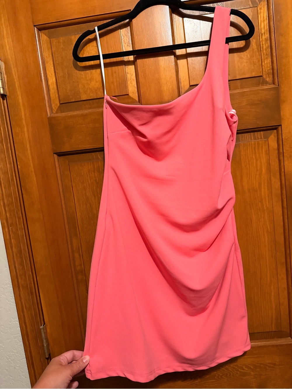 Lulu's One-Shoulder Coral Pink Mini Dress
